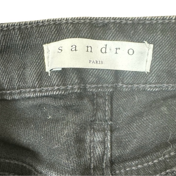 Sandro Embroidered Jeans Paris Vegas Rose Straight leg EU size 34 waist 24in EUC - Picture 9 of 13